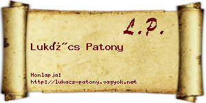 Lukács Patony névjegykártya